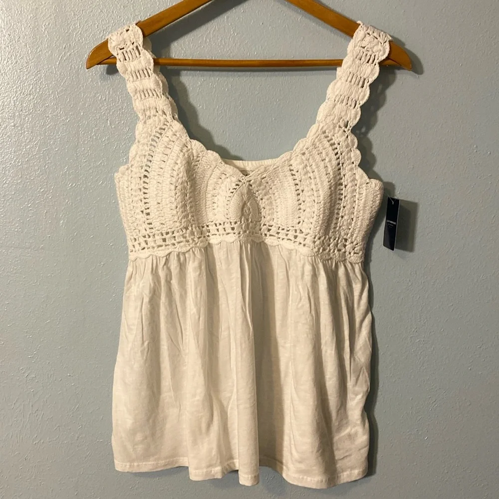 NWT Lucky Brand Crochet Baby Doll Tank Top - Picture 1 of 16